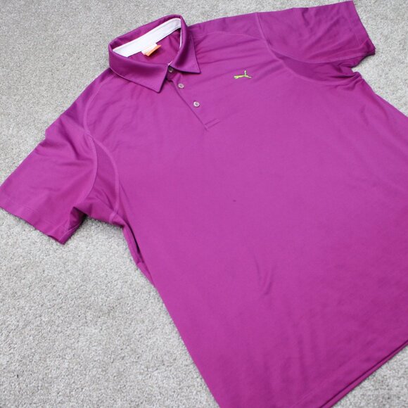 Puma Polo Shirt Mens Large Purple USP Dry Golf Polyester Short Sleeve Pullover - Picture 7 of 16